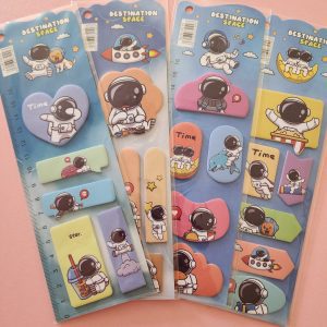 Planilla de Notas Adhesivas con Regla Kawaii de Astronautas (se manda color al azar)
