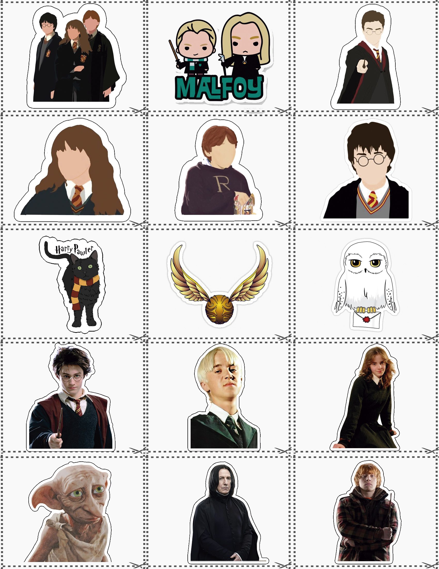 Sticker Mago Harry Estampas Decorativas Tamaño Carta Cute