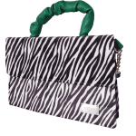 Bolsa Scrunchie Crossbody o De Mano Cuadrada Agarradera Plisada Color Zebra