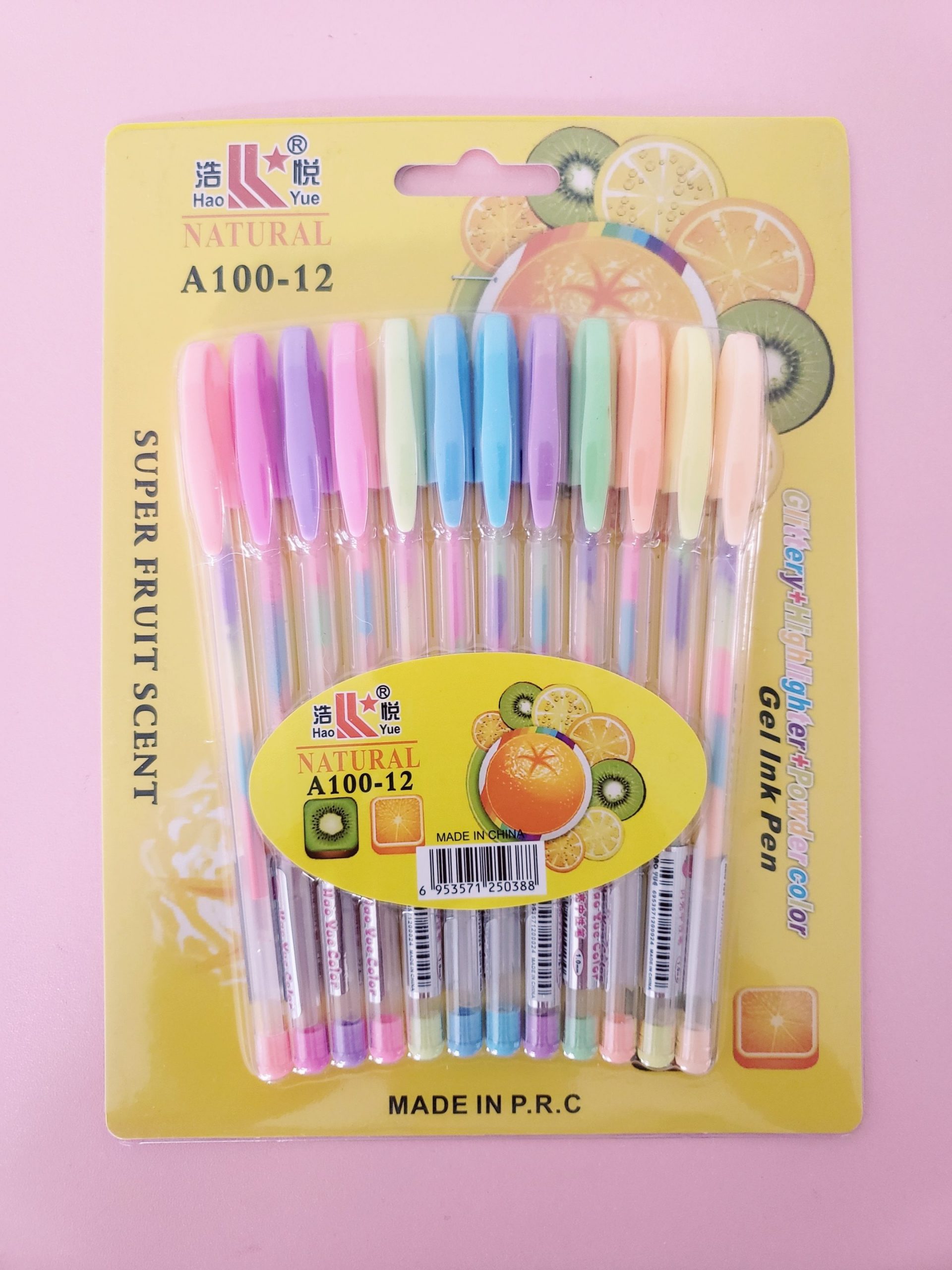 Set de 12 Plumas de Gel Tinta de Colores Fruit