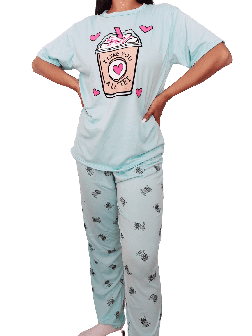 Pijama de Blusa de Manga Corta y Pantalon Modelo Pantera Rosa Extra Grande - Cute Shop
