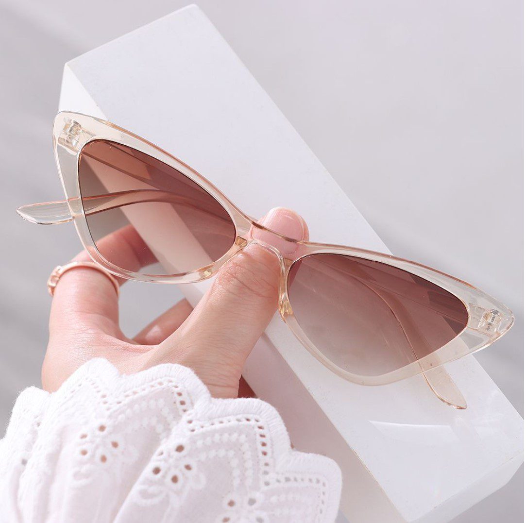 Lentes De Sol Modelo Ojo de Gato Vintage Color Rosa Transparente