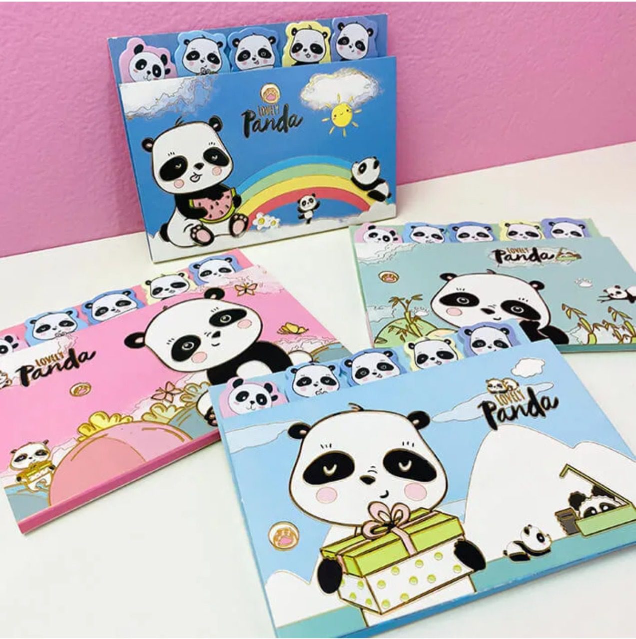Cartera de Post It con 8 Mini Blocs Azul Claro Panda - Cute Shop