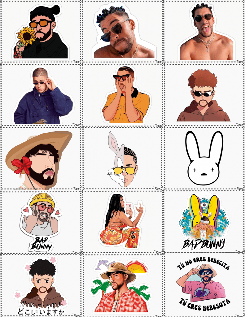 Sticker Bad Bunny Estampas Decorativas Tamaño Carta Cute Shop