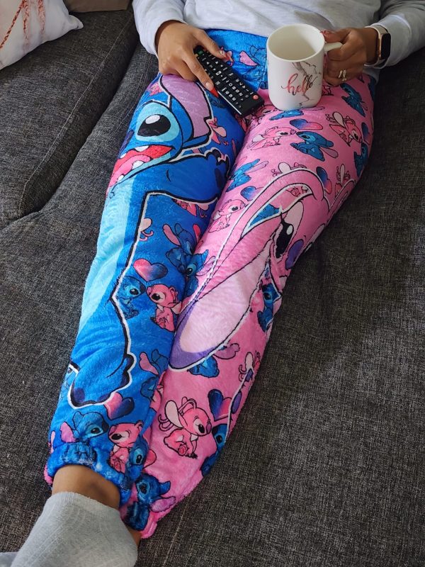 Pijama Pantalón Dama Afelpado + Bra Modelo: Stitch y Angel - Cute Shop