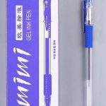 Cajita con 12 Plumas de Gel 0.5mm Mimi color Azul