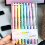 Blister con 8 Plumas Punto Fino colores Pastel Retractiles marca Beisi