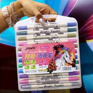 Estuche con 24 marcadores de Acrilico Jiawei Unicorn