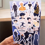 Planilla con 15 Stickers Cortados con Laser Jujutsu