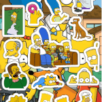Planilla con 17 Stickers Cortados con Laser Simpsons