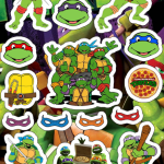 Planilla con 16 Stickers Cortados con Laser Tortugas Ninja