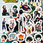 Planilla con 22 Stickers Cortados con Laser My Hero Academia