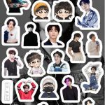 Planilla con 26 Stickers Cortados con Laser Jung Kook