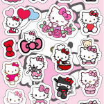 Planilla con 21 Stickers Cortados con Laser Kitty