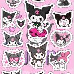 Planilla con 15 Stickers Cortados con Laser Kuromi