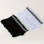 Calceta Unisex Color Negro & Blanco Rayas