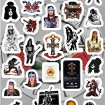 Planilla con 31 Stickers Cortados con Laser Guns and Roses