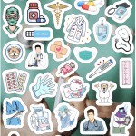 Planilla con 35 Stickers Cortados con Laser Doctor