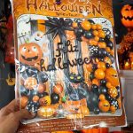 Pack Jumbo de Globos y Cortina Feliz Halloween Calabaza con Gato Negro