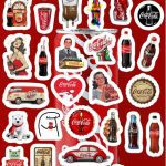 Planilla con 36 Stickers Cortados con Laser Coca