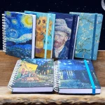 Libreta Pasta Dura Francesa 200 Hojas de Cuadro Espiral Diseños Van Gogh Con Stickers