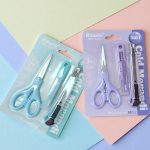 Set 3 en 1 Tijeras, Cutter y Repuestos Bibaile colores pastel BBL-810