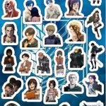 Planilla con 29 Stickers Cortados con Laser Attack on Titan