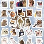 Planilla con 34 Stickers Cortados con Laser Gatos Memes