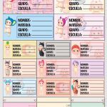 Planilla con 25 Etiquetas Escolares de Materias Tamaño Carta Sonny Angels
