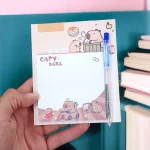 Notas Adhesivas con diseño de Capibara y Pluma post it