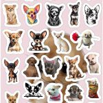 Planilla con 28 Stickers Cortados con Laser Chihuahuas