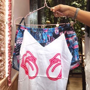 Pijama de Dama Blusa Corta y Short Satin Modelo Kiss