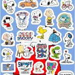 Planilla con 32 Stickers Cortados con Laser Snoopy