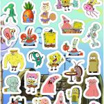 Planilla con 33 Stickers Cortados con Laser Bob Esponja