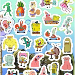Planilla con 33 Stickers Cortados con Laser Bob Espona
