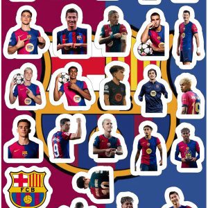 Planilla con 26 Stickers Cortados con Laser Barcelona