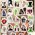 Planilla con 30 Stickers Cortados con Laser Billie Eilish