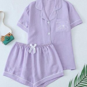 Conjunto Pijama Lila Short y Camisa