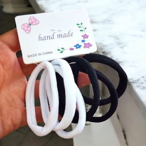 Set de 6 Ligas de Licra en Blanco y Negro Hand Made