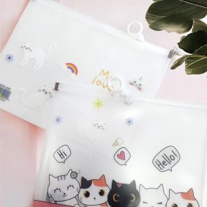 Folder Plastificado con Cierre Ziploc Tamaño A5 Cute Cat