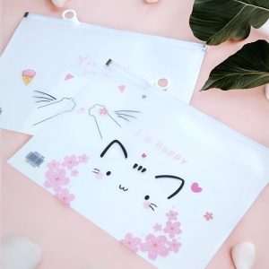 Folder Plastificado con Cierre Ziploc Tamaño Carta Happy Cat