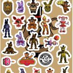 Planilla con 28 Stickers Cortados con Laser Five Night at Freddy