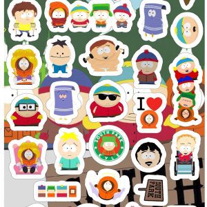 Planilla con 30 Stickers Cortados con Laser South Park