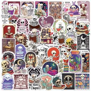 Pack con 50 Stickers Impermeables Esqueletos Read in Peace