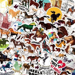 Pack con 50 Stickers Impermeables Caballos Galope