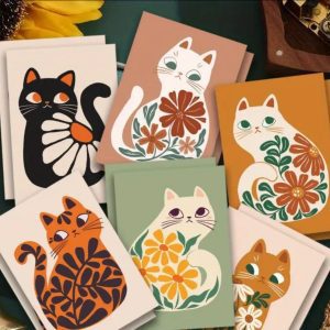 Sobre con Tarjeta de Regalo para felicitacion con diseño de Felino Floral