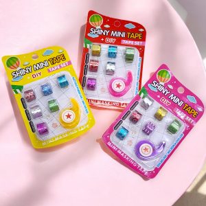Kit de 6 Mini Cintas Decoradas con Despachador Shiny Mini Tape