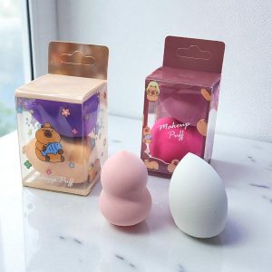 Esponja cosmética bombón chica set 2 pzas caja decorada de Capibara