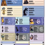 Planilla con 25 Etiquetas Escolares de Materias Tamaño Carta Coraline