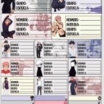 Planilla con 25 Etiquetas Escolares de Materias Tamaño Carta Jujutsu Kaisen
